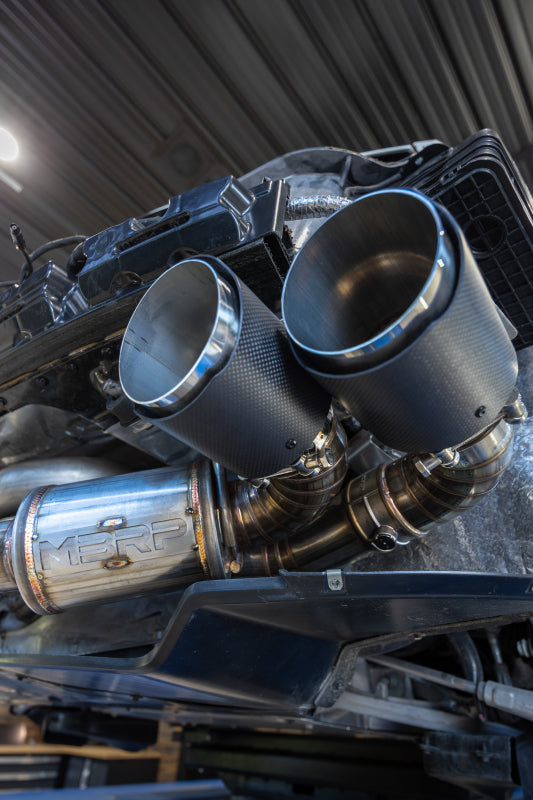MBRP Armor Pro Series 20-24 Chevrolet Corvette C8 3-Inch Active Cat Back Exhaust with Quad Split Rear Exit and Carbon Fiber Tips