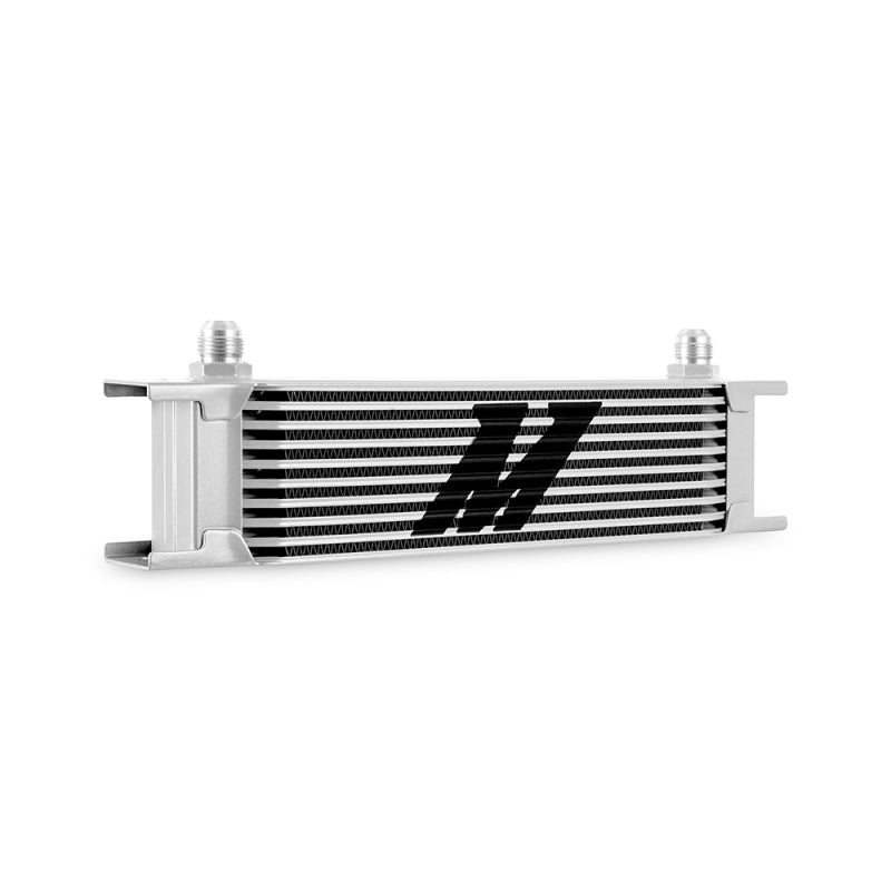 Mishimoto Universal -8AN 10-Row Oil Cooler - Silver for Enhanced Fluid Temperature Control