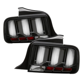 Spyder 05-09 Ford Mustang LED Tail Lights with White Light Bar - Black Finish