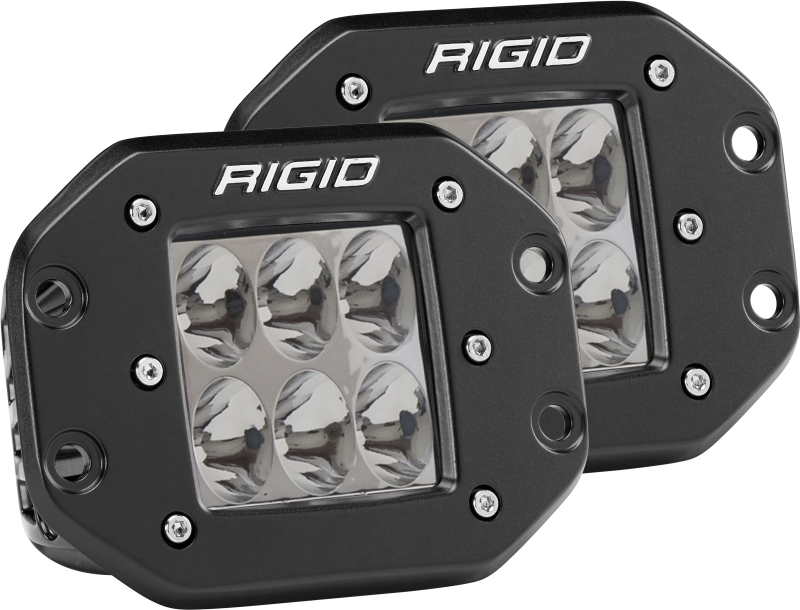 Rigid Industries D2 Flush Mount Driving Pair - Compact LED Pod Lights for Automotive Applications