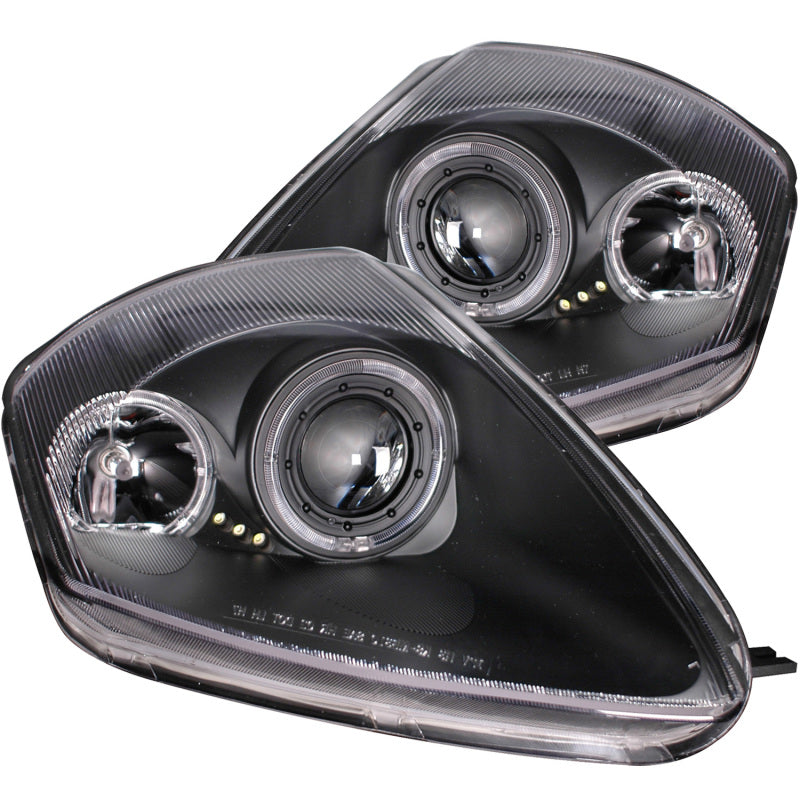 ANZO 2000-2005 Mitsubishi Eclipse Projector Headlights with Halo, Black Housing, Clear Lens - Pair