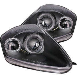 ANZO 2000-2005 Mitsubishi Eclipse Projector Headlights with Halo, Black Housing, Clear Lens - Pair