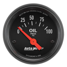 Load image into Gallery viewer, AutoMeter Z-Series 52mm 0-100 PSI Oil Pressure Gauge with Included Sender