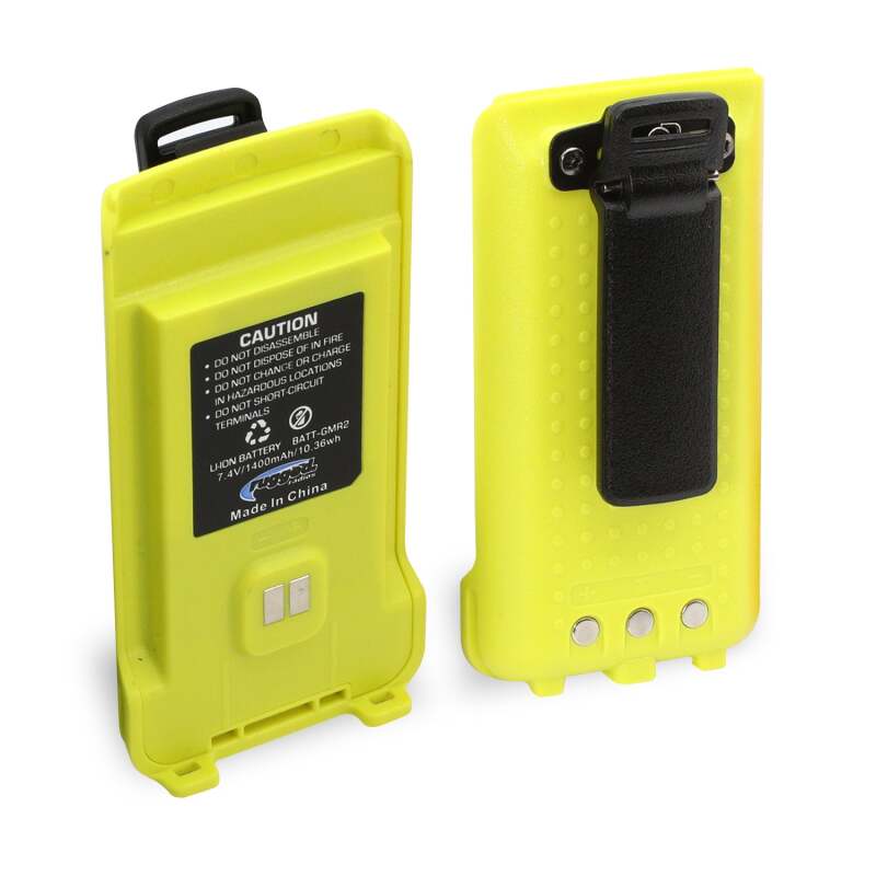 Rugged Radios GMR2 Replacement Lithium Battery with 12V Charge Port and Belt Clip in Safety Yellow