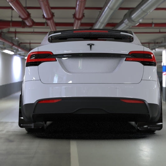 Rally Armor 22-26 Tesla Model X Black UR Mud Flaps with Metallic Black Logo