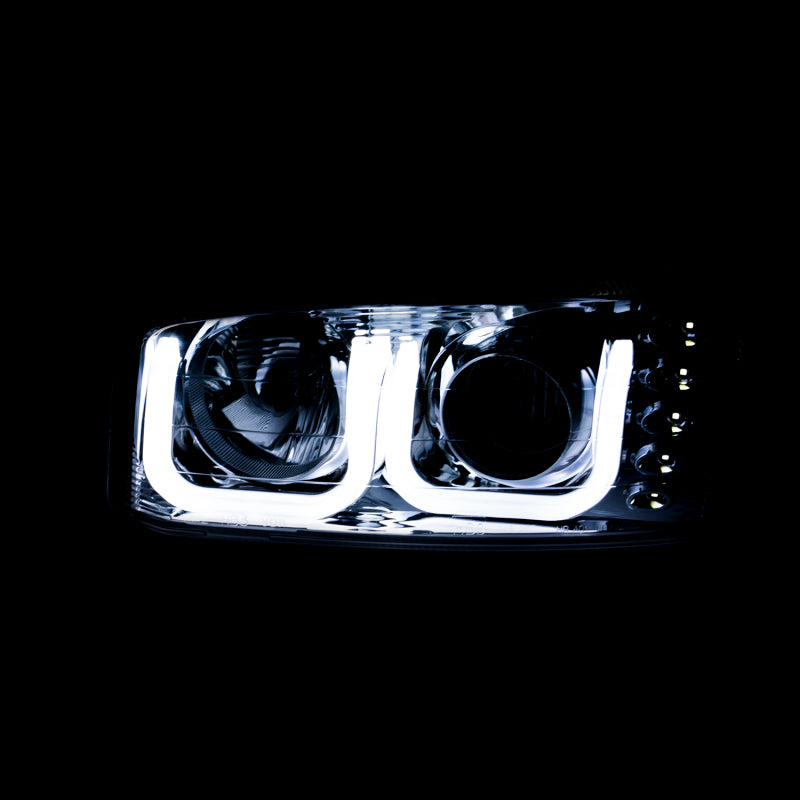 ANZO 1999-2006 GMC Sierra 1500 Projector Headlights with U-Bar, Black Housing, Clear Lens, Pair