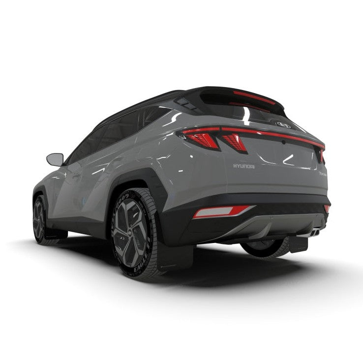 Rally Armor 22-24 Hyundai Tucson Black UR Mud Flap with Metallic Black Logo