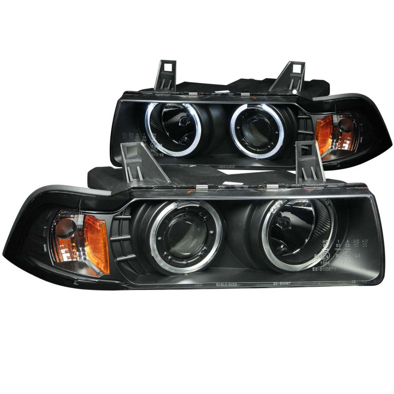 ANZO 1992-1998 BMW 3 Series E36 Projector Headlights with Halo Black (CCFL) G2