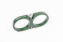 Load image into Gallery viewer, Radium Engineering 2-Piece Fuel Pump Clamp for Bosch 044 - Green with Logo
