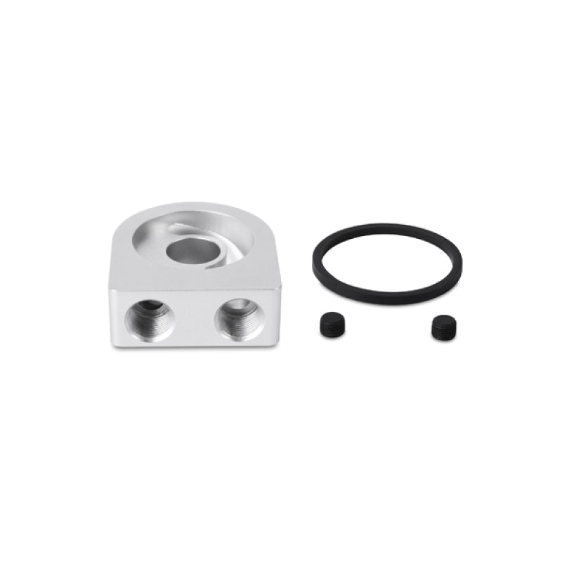 Mishimoto Silver M20 Oil Sandwich Plate - High-Flow Oil Cooler Adapter for Automotive Applications