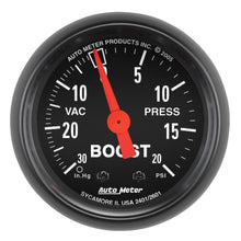 Load image into Gallery viewer, AutoMeter Z Series 52mm Mechanical Boost and Vacuum Gauge with 20 PSI Range