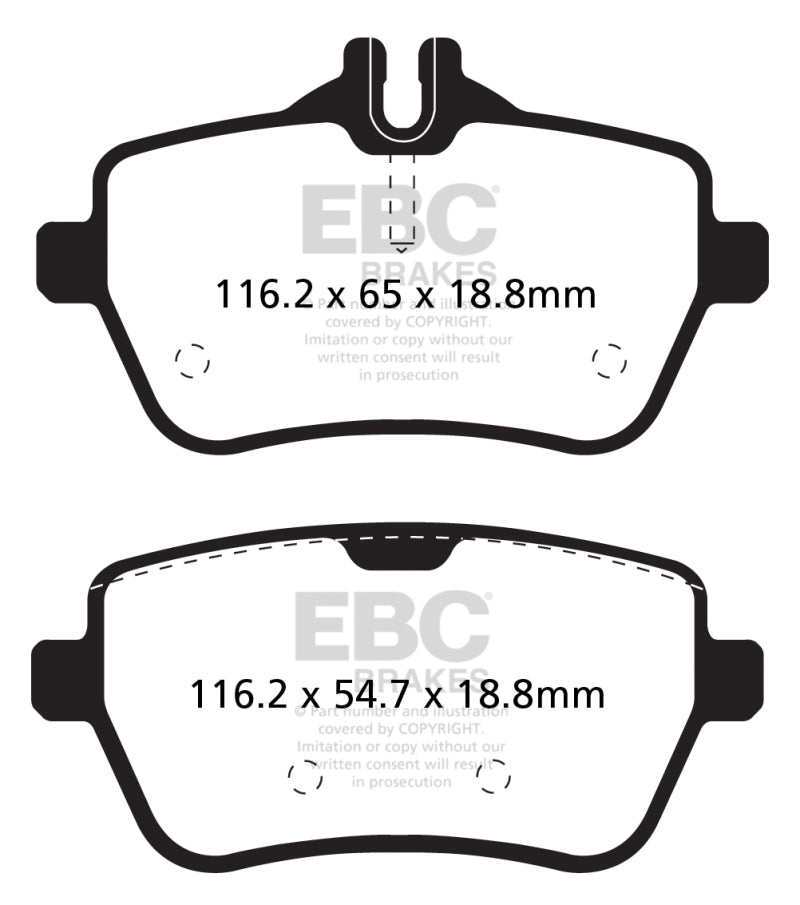 EBC Redstuff Ceramic Low Dust Rear Brake Pads for Mercedes-Benz S550 and SL550 - Part Number ebcdp32180c