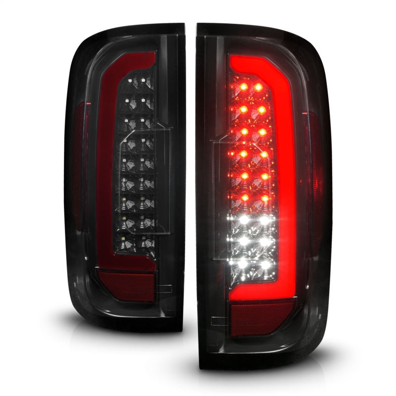 ANZO 15-21 Chevrolet Colorado Full LED Tail Lights with Red Lightbar, Black Housing, Smoke Lens