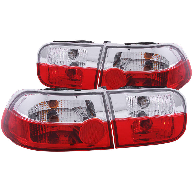 ANZO 1992-1995 Honda Civic Tail Light Assembly with Red and Clear Lenses – Pair