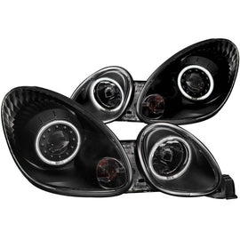 ANZO Lexus GS300 & GS430 Projector Headlight Set with Halo, Black Housing, Pair - Fits 1998-2005 Models