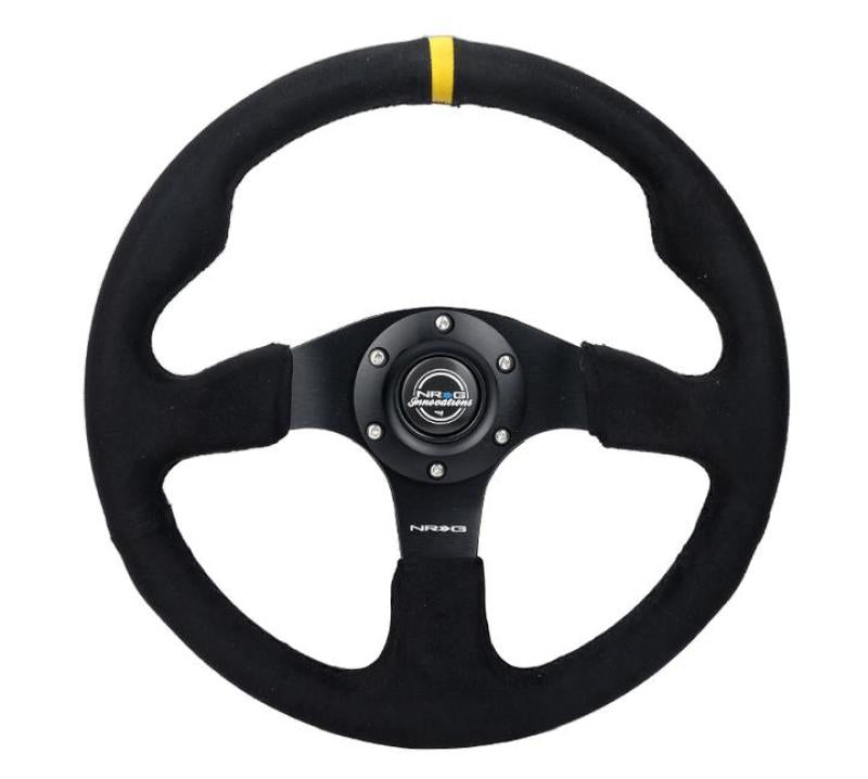 NRG Reinforced 320mm Alcantara Steering Wheel with Black Stitching - Model nrgRST-012SA