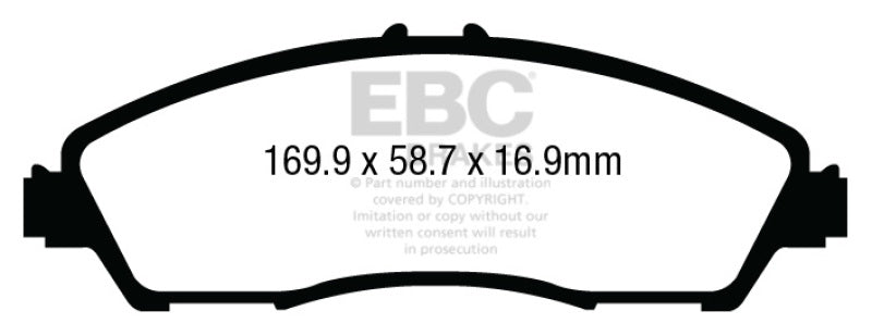 EBC Ultimax OEM Replacement Brake Pads for Acura MDX 2014-2018, Part Number EBCUD1723