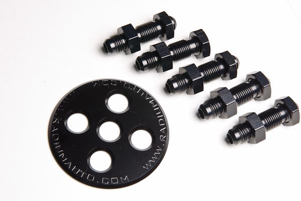 Radium Engineering Fuel Surge Tank 6AN Bulkhead Plate with Fittings and Nuts - Part #rad20-0128-01