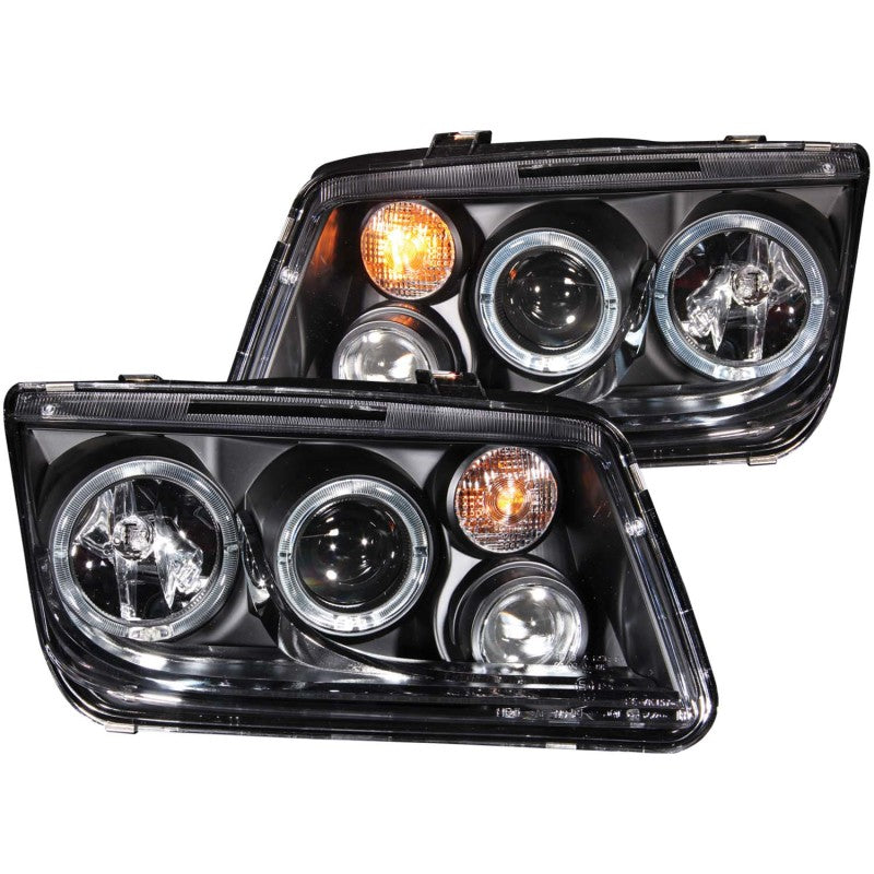 ANZO 1999-2005 Volkswagen Jetta Projector Headlights with Halo and Fog Lights - Black Housing, CCFL - Pair