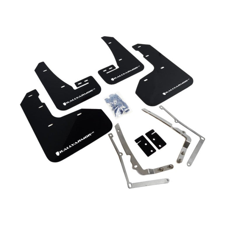 Rally Armor 15-17.5 MKVII VW Golf R Black UR Mud Flap with White Logo