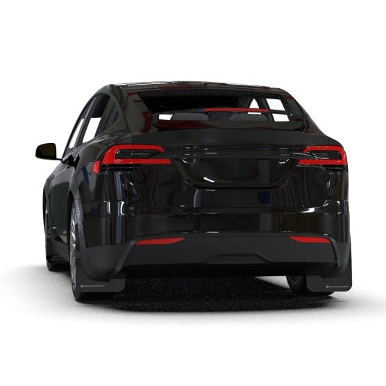 Rally Armor 22-26 Tesla Model X Black UR Mud Flaps with Metallic Black Logo