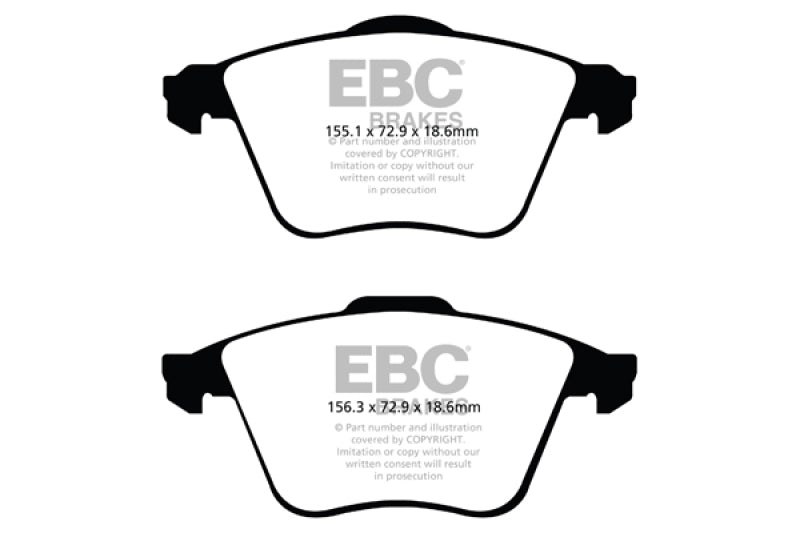 EBC Redstuff Ceramic Low Dust Brake Pads for 2007-2013 Mazda 3 2.3 Turbo - Front