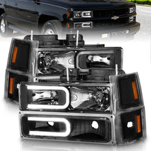 Load image into Gallery viewer, ANZO 88-98 Chevrolet C1500 Crystal Headlight Set with Light Bar, Black Housing, Clear Lens - Pair