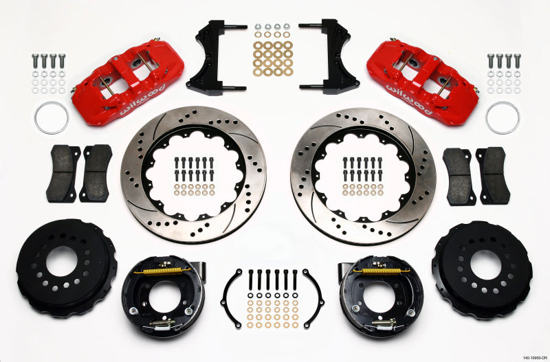 Wilwood AERO4 Rear P-Brake Kit for 2005-2014 Ford Mustang with 14-inch Drilled Rotors