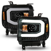Load image into Gallery viewer, ANZO 2014-2015 GMC Sierra 1500 Projector Headlights with Light Bar, Black Housing - Pair