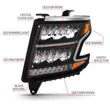 Load image into Gallery viewer, ANZO 15-20 Chevy Tahoe and Suburban LED Headlight Set with Sequential Amber and Black Housing