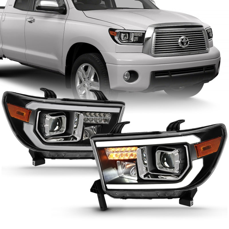 ANZO Part No. anz111447 Toyota Tundra & Sequoia Black Housing Projector Headlights with LED High Beam (Halogen Bulb Version)