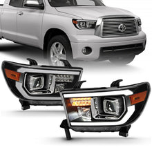 Load image into Gallery viewer, ANZO Part No. anz111447 Toyota Tundra &amp; Sequoia Black Housing Projector Headlights with LED High Beam (Halogen Bulb Version)
