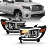 ANZO Part No. anz111447 Toyota Tundra & Sequoia Black Housing Projector Headlights with LED High Beam (Halogen Bulb Version)