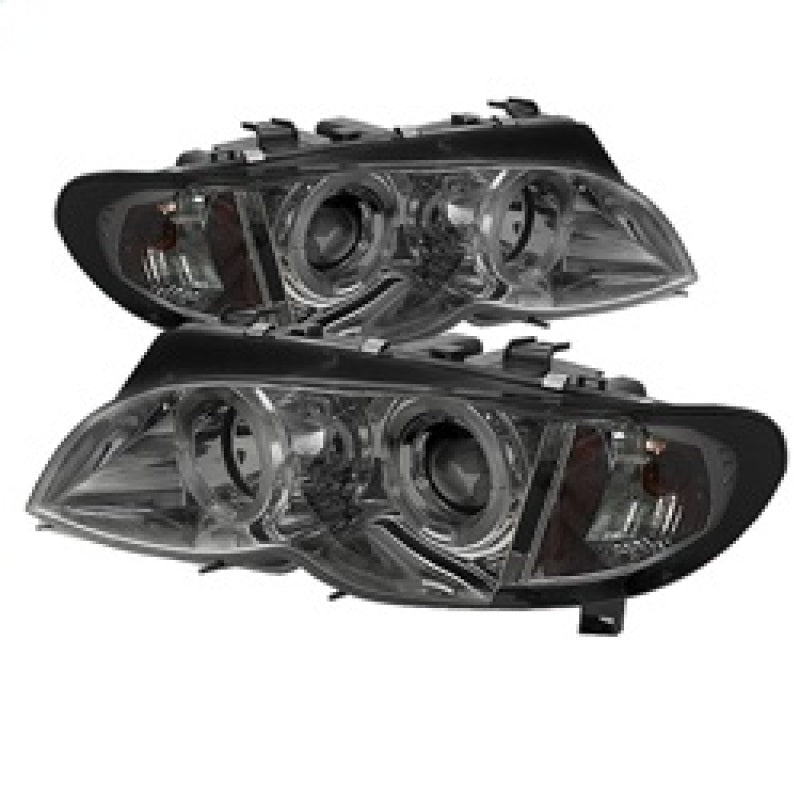 Spyder BMW E46 3-Series 2002-2005 Smoke Halo Projector Headlights with LED Halo - Part Number SPY5042422