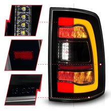 Load image into Gallery viewer, ANZO 09-18 Dodge Ram 1500 Sequential LED Tail Lights with Smoke Black Housing and Switchback Amber Signal