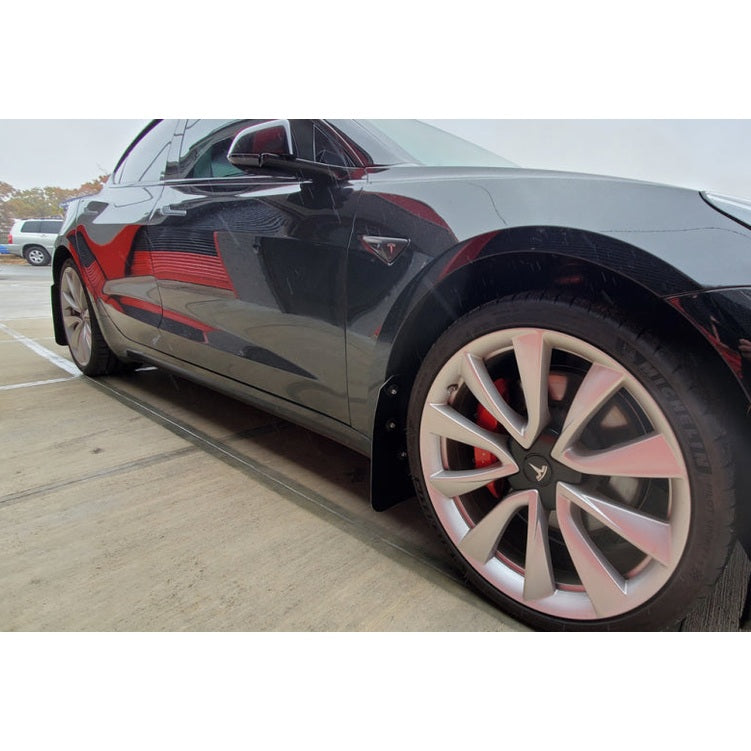 Rally Armor UR Series Mud Flaps for Tesla Model 3 (2017-2023) – Black with Red Logo