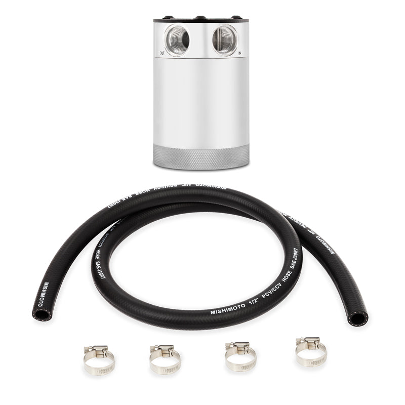 Mishimoto Compact Baffled Oil Catch Can - 2-Port Polished Aluminum