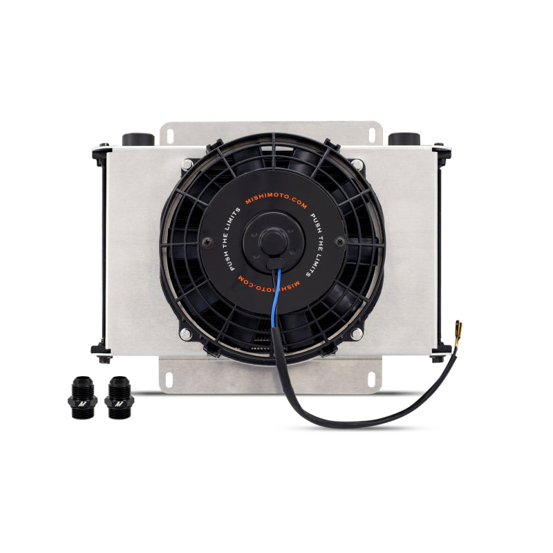 Mishimoto Universal 25-Row Oil Cooler Kit with 8-Inch Slim Fan for Enhanced Vehicle Cooling