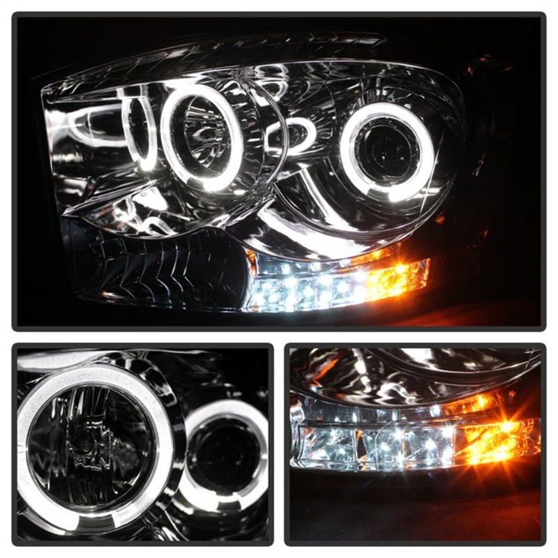Spyder Chrome Halo LED Projector Headlights for Dodge Ram 1500, 2500, 3500 (2006-2008)