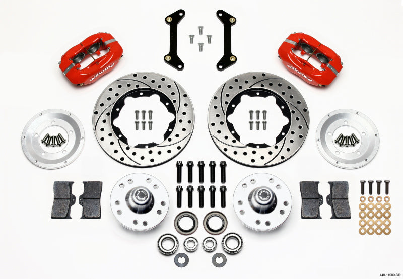 Wilwood Forged Dynalite Front Hub Kit 11 Inch Drilled Red for 1979-1981 GM G Body Vehicles