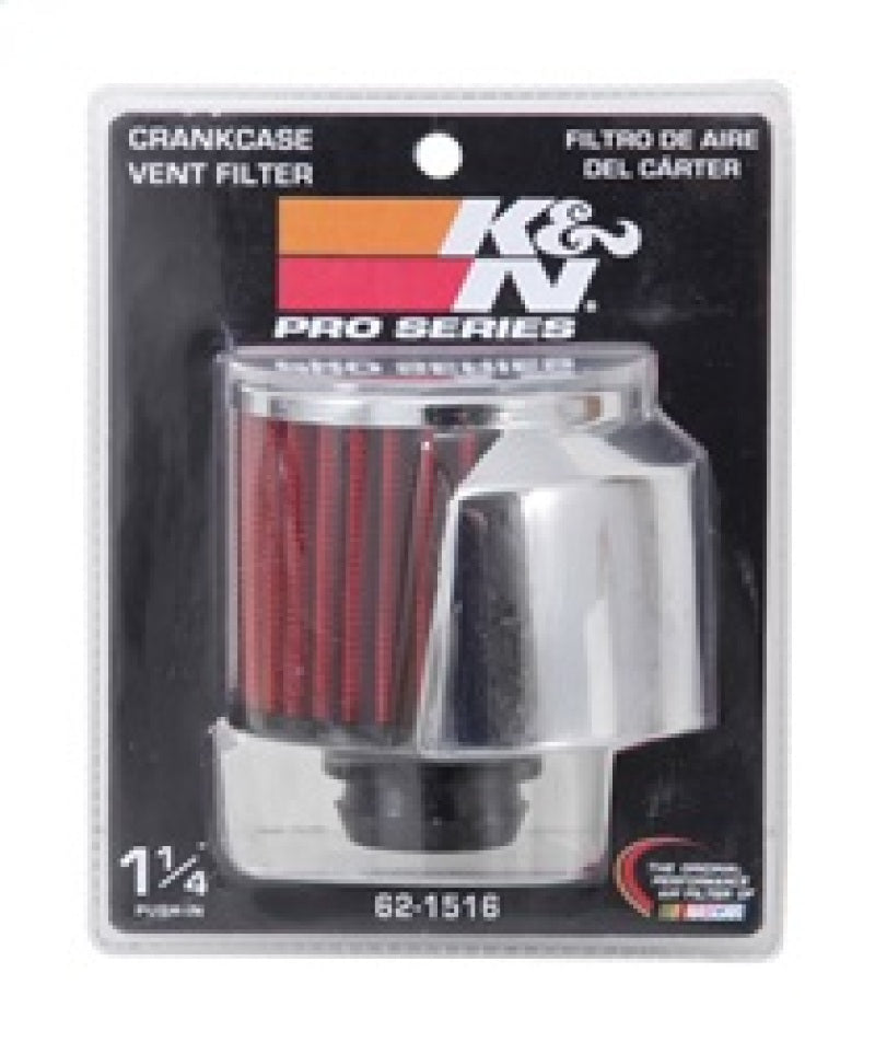 K&N Engineering 62-1516 Chrome Crankcase Vent Filter with Deflector Shield