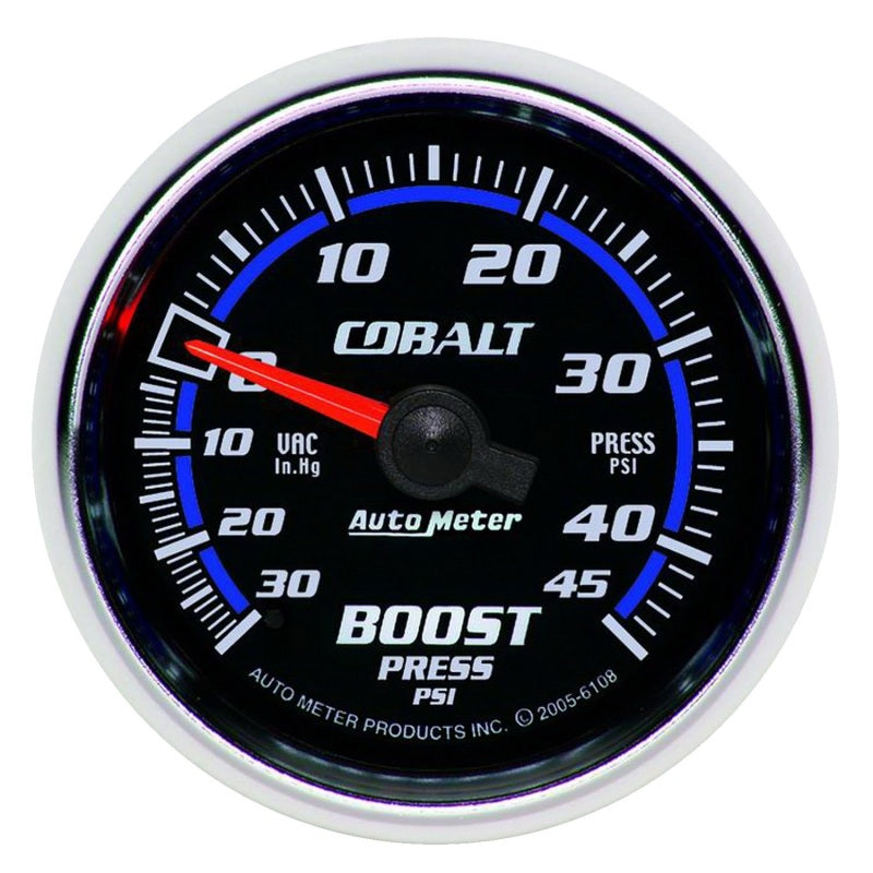 AutoMeter Cobalt 52mm 45 PSI Vacuum Boost Gauge for Automotive Performance