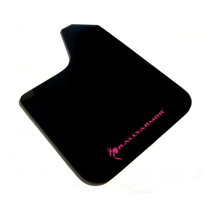 Rally Armor Basic Black Mud Flap with Pink Logo - Universal Fit, No Hardware, Part #ralMF12-BAS-BCPK