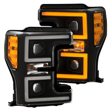 Load image into Gallery viewer, ANZO LED Headlights for 2017-2018 Ford F-250 and F-350 Super Duty – Black Plank-Style with Amber Switchback, Pair