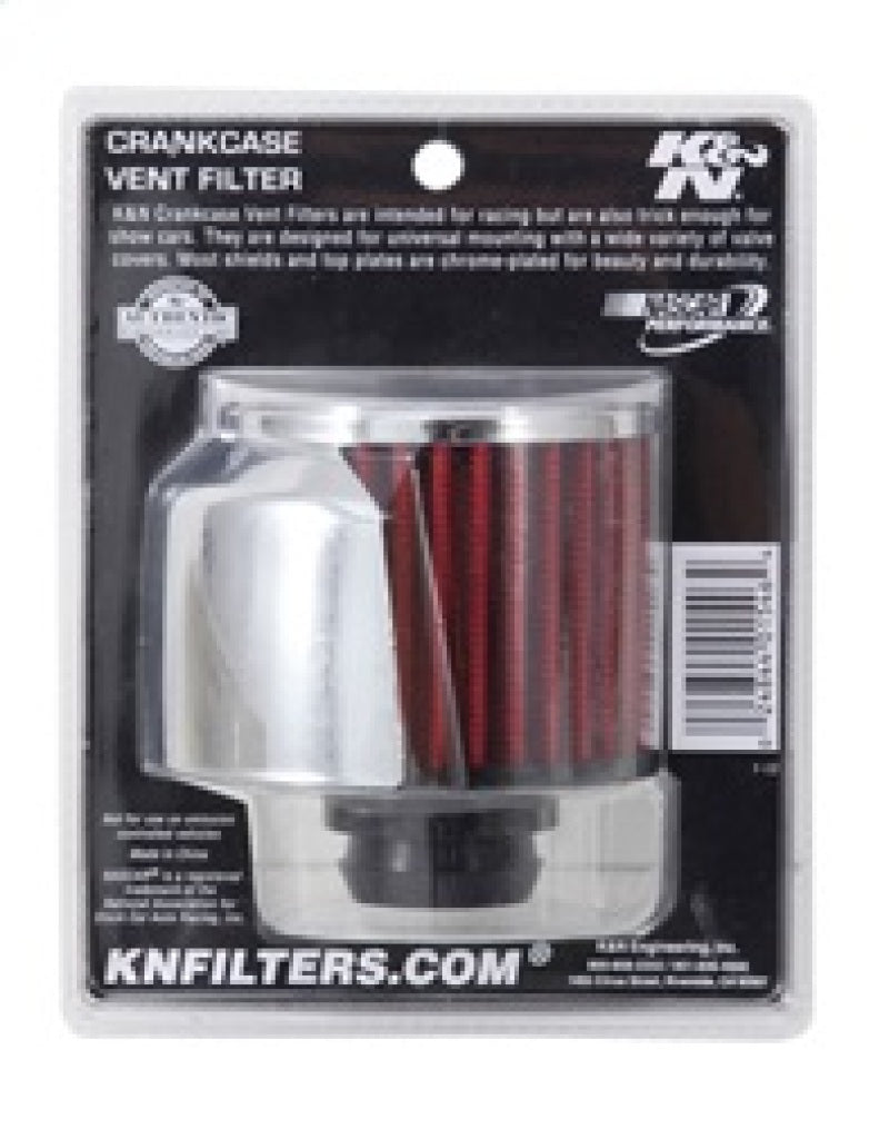 K&N Engineering 62-1516 Chrome Crankcase Vent Filter with Deflector Shield