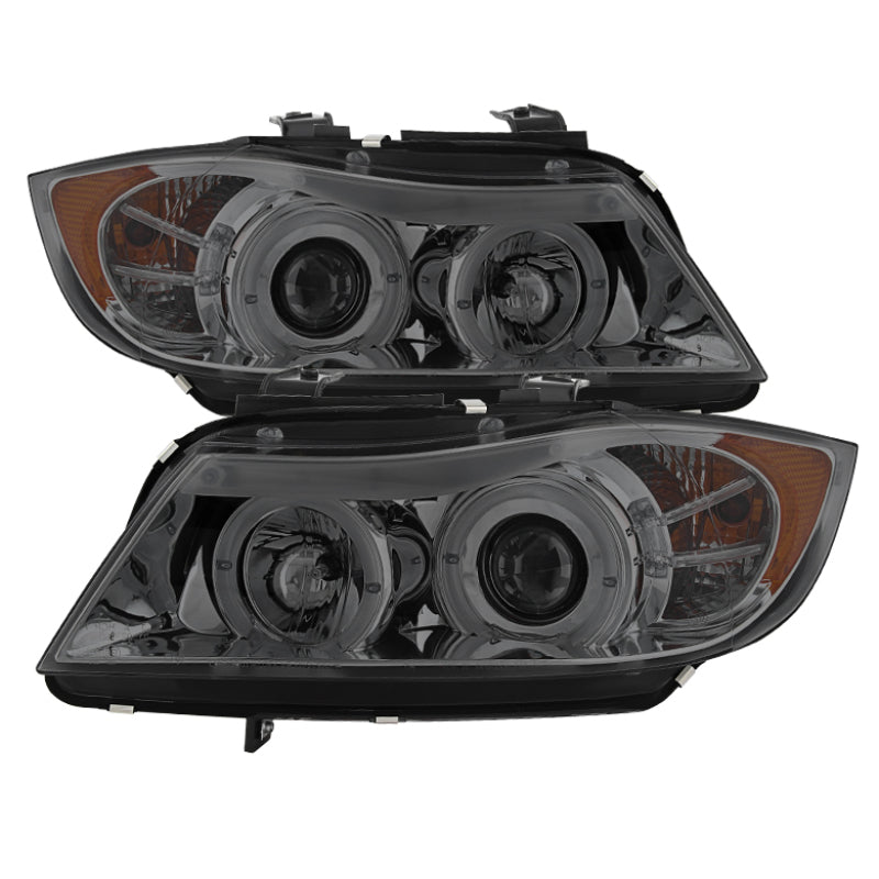 Spyder OEM-Quality Projector Headlights with LED Halo for BMW E90 3-Series (2006-2008) - Smoke Finish