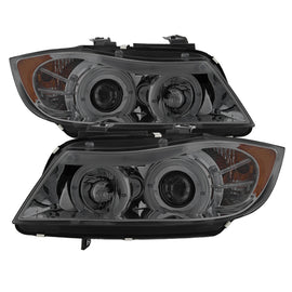Spyder OEM-Quality Projector Headlights with LED Halo for BMW E90 3-Series (2006-2008) - Smoke Finish