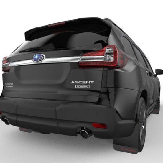 Rally Armor UR Series Mud Flaps for Subaru Ascent – Black with Red Logo, Part Number RALMF49-UR-BLK/RD