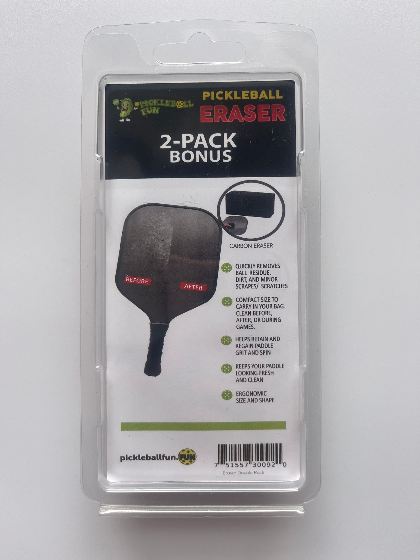 Pickleball Paddle Eraser 2-Pack Bonus Buy! Buy 1 (2-Pack) Get 1 Free!