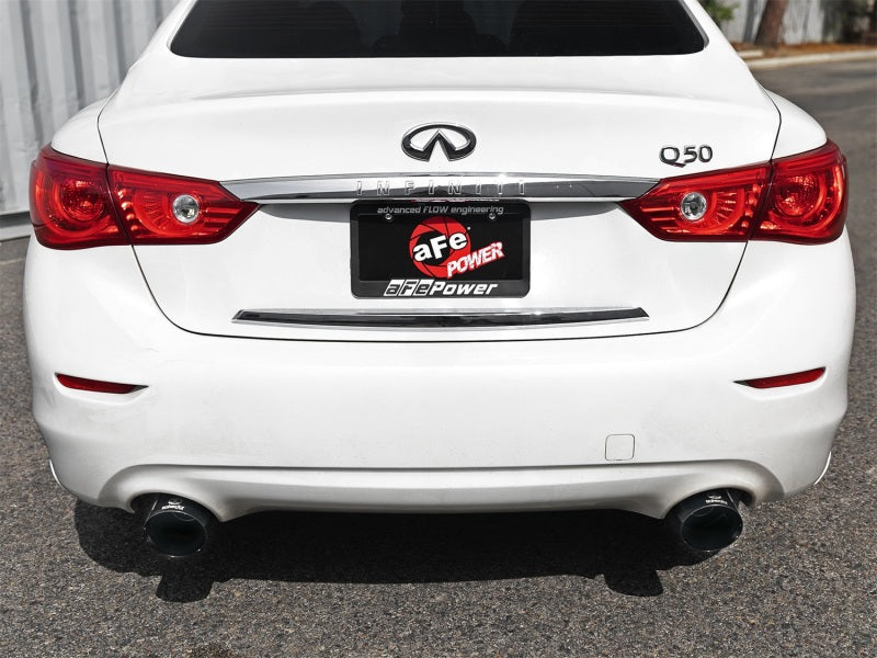 aFe Takeda 2.5-inch 304 Stainless Steel Axle-Back Exhaust System with Black Tips for Infiniti Q50 2016-2019